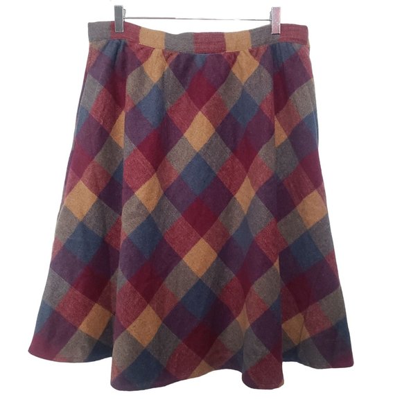 Modcloth Dresses & Skirts - Modcloth Check A Line Skirt Wool Blend Plaid Retro Fall Winter Womens XL